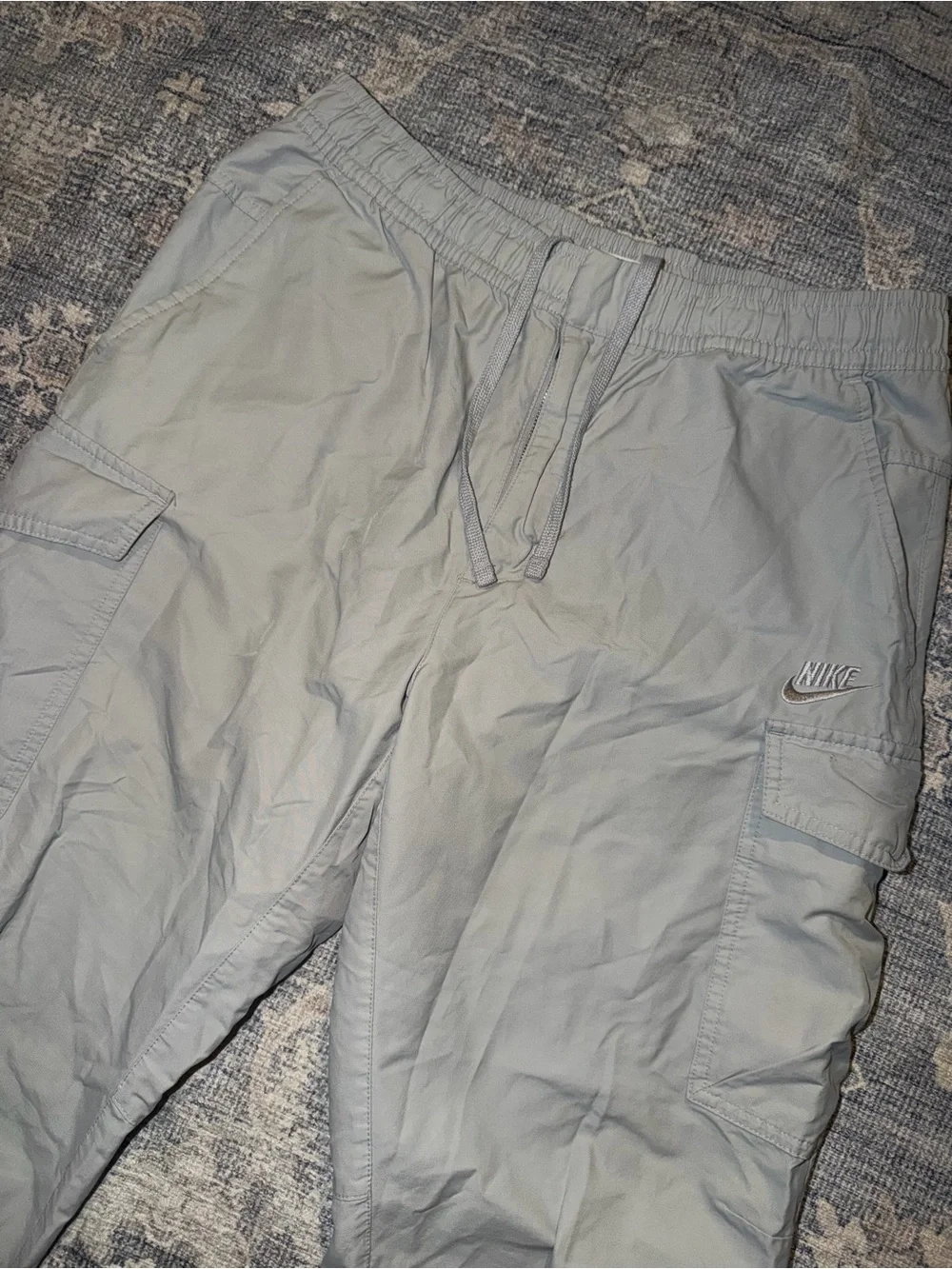 Nike Light Gray Cargo Pants with Elastic Waist